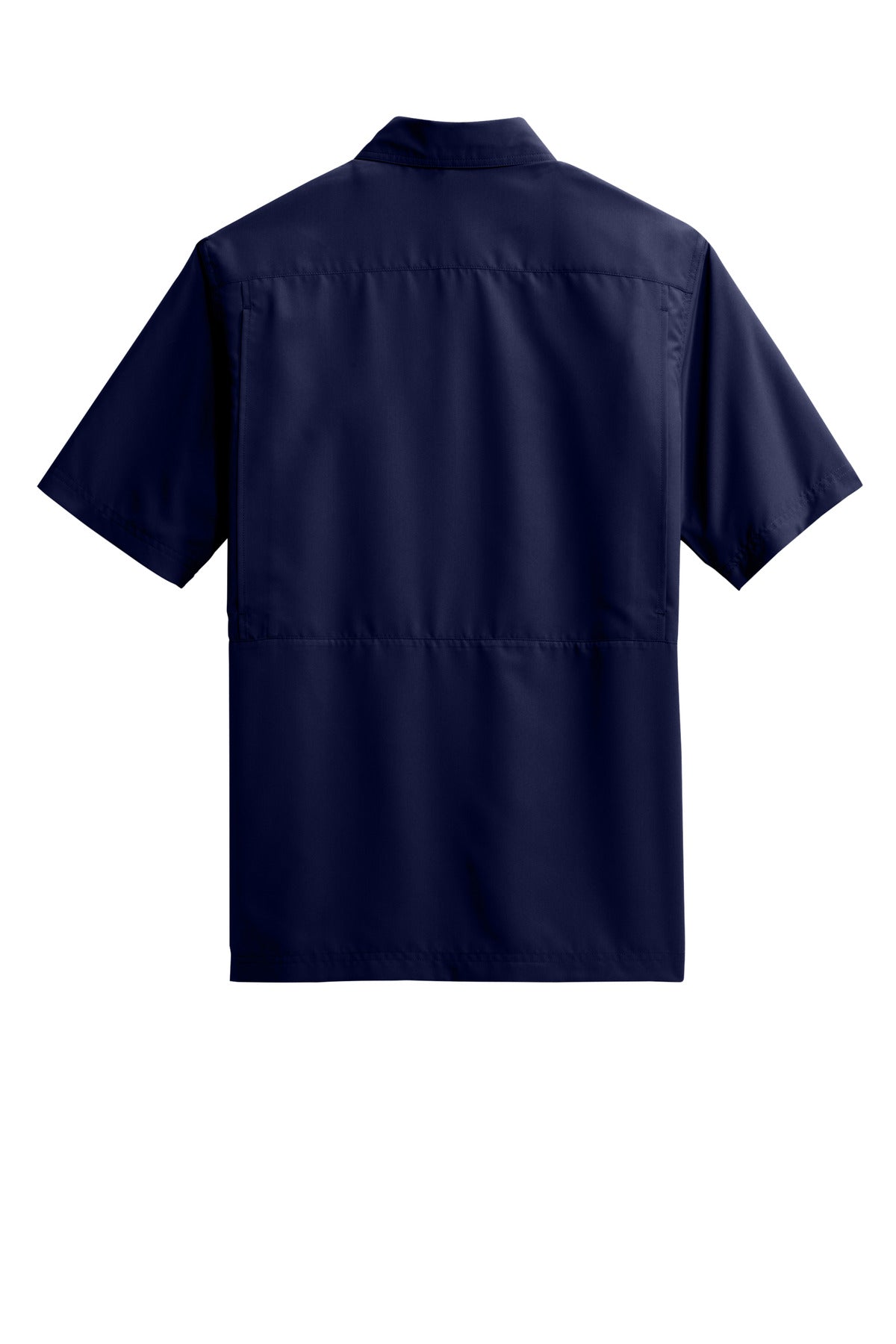 Rear View of TrueNavy Port Authority Short Sleeve UV Daybreak Shirt W961