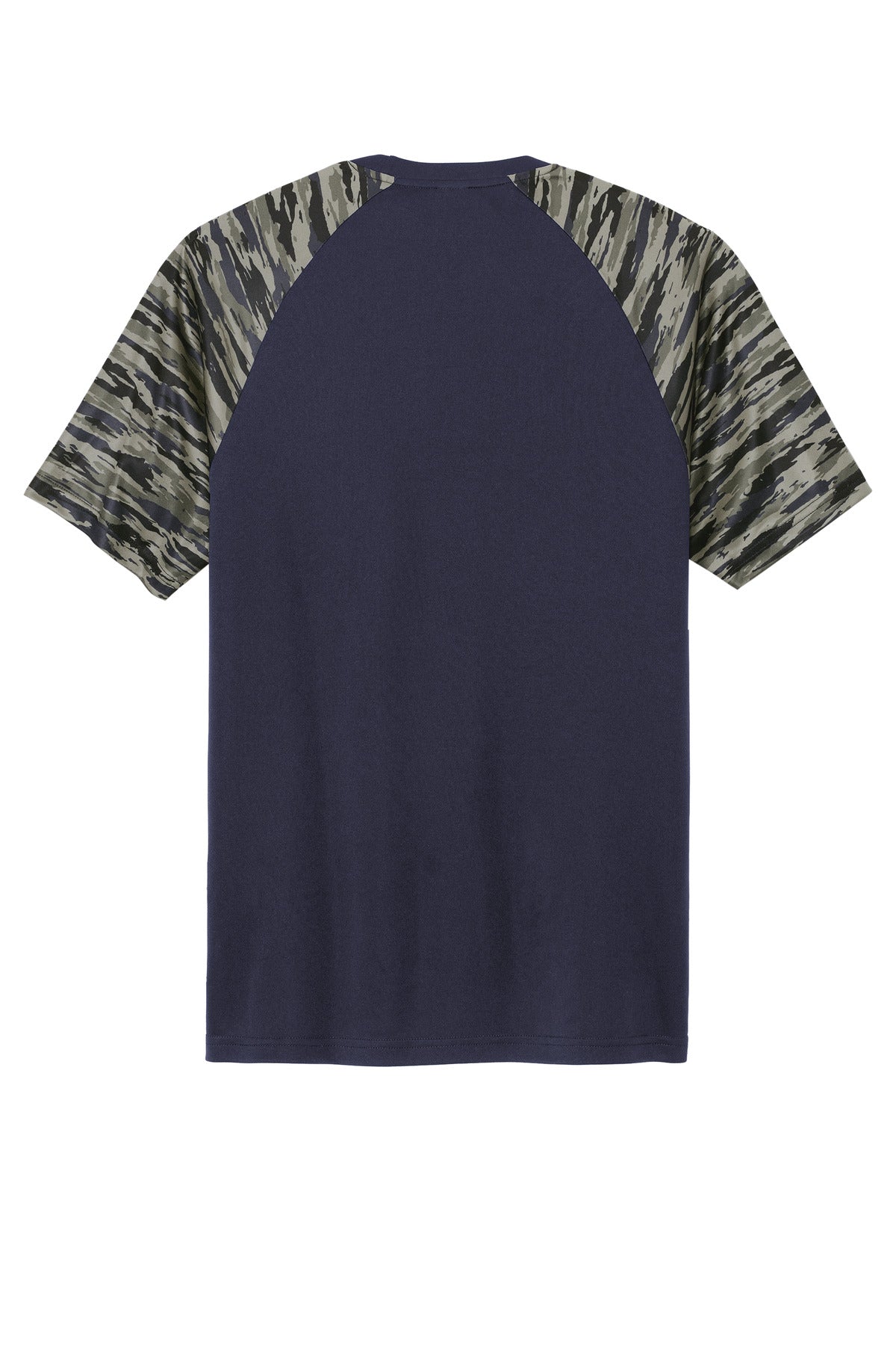 Rear View of TrueNavy Sport-Tek Drift Camo Colorblock Tee ST376