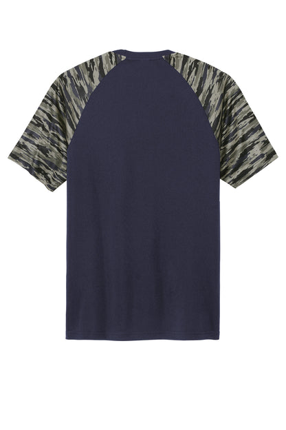 Rear View of TrueNavy Sport-Tek Drift Camo Colorblock Tee ST376