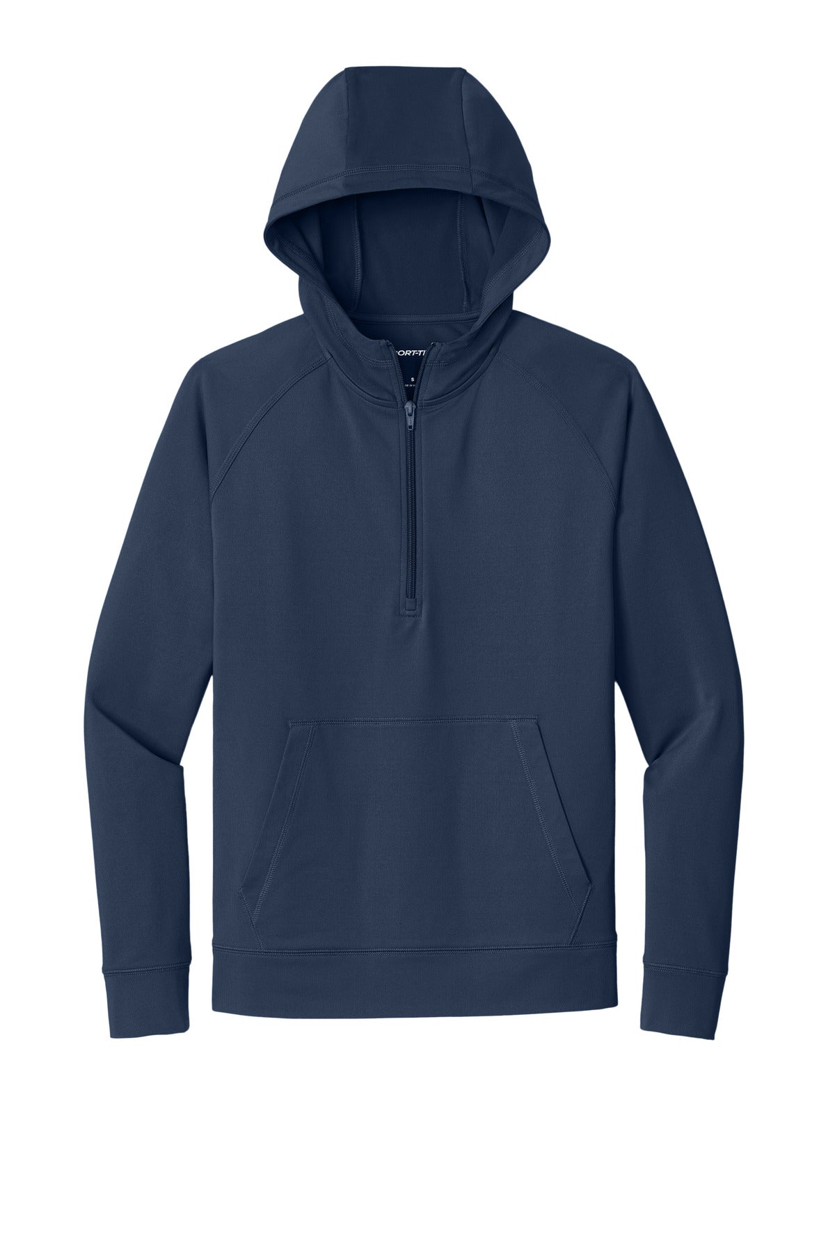 Rear View of TrueNavy Sport-Tek Sport-Wick Stretch 1/2-Zip Hoodie ST856