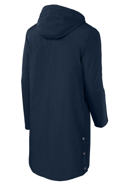 Rear View of TrueNavy Sport-Tek Waterproof Insulated Sideline Parka JST55