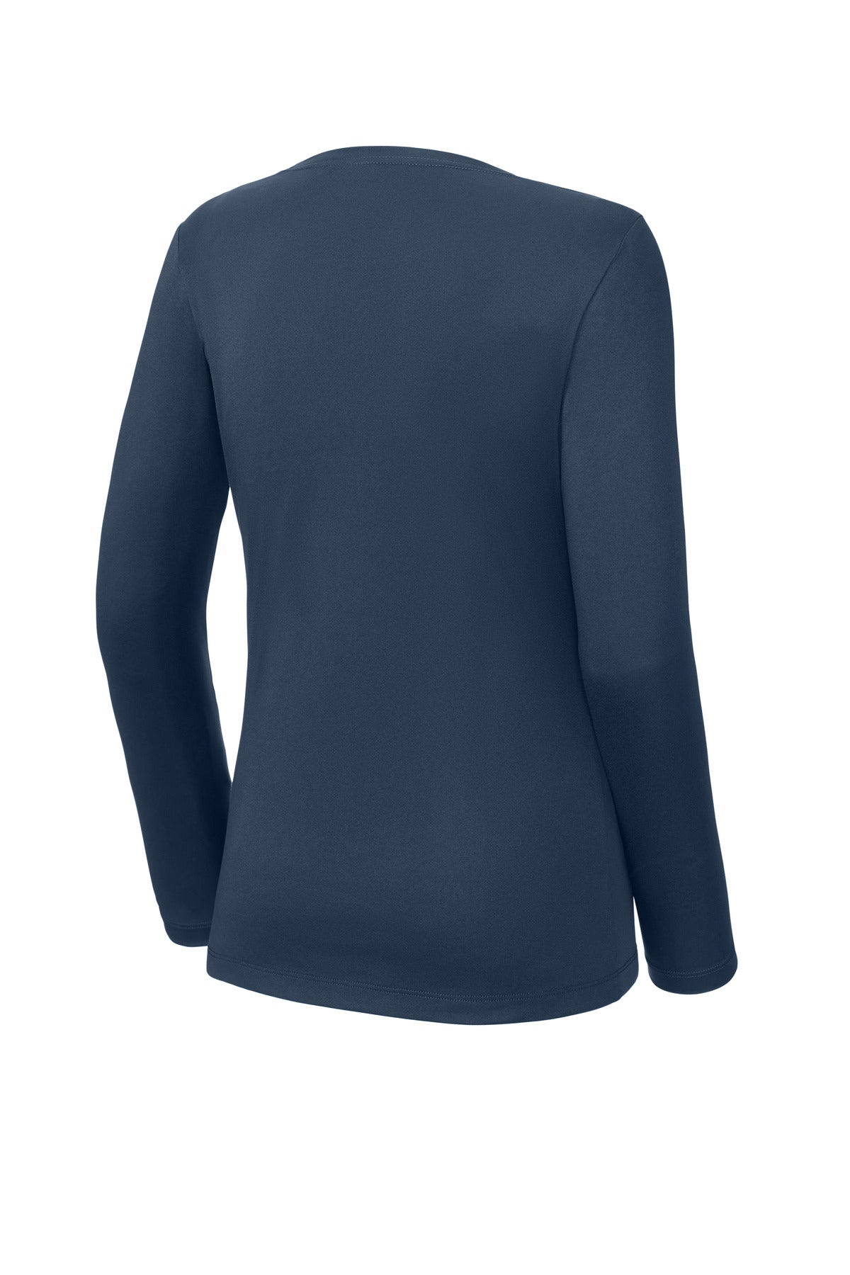 Rear View of TrueNavy Sport-Tek Women's Posi-UV Pro Long Sleeve LST420LS