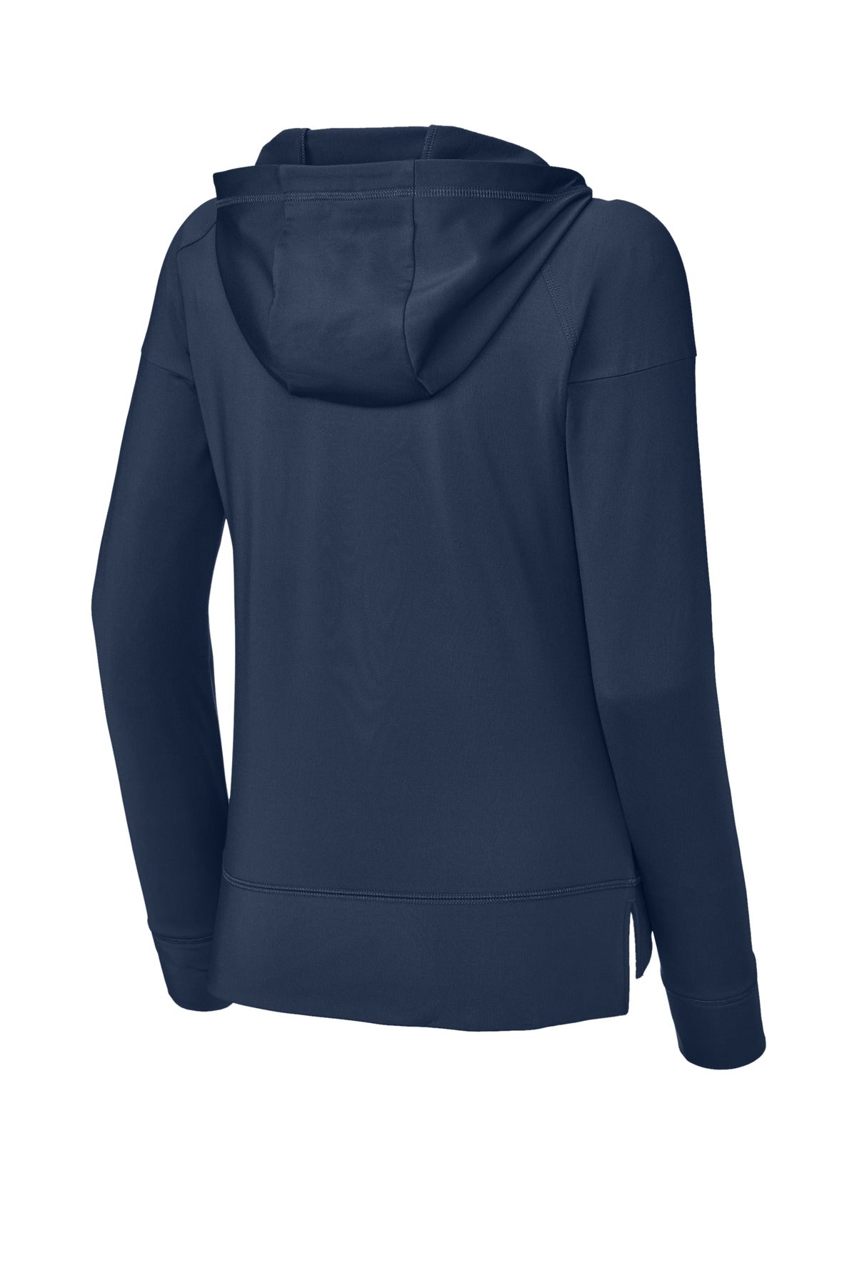 Rear View of TrueNavy Sport-Tek Women's Sport-Wick Stretch 1/2-Zip Hoodie LST856