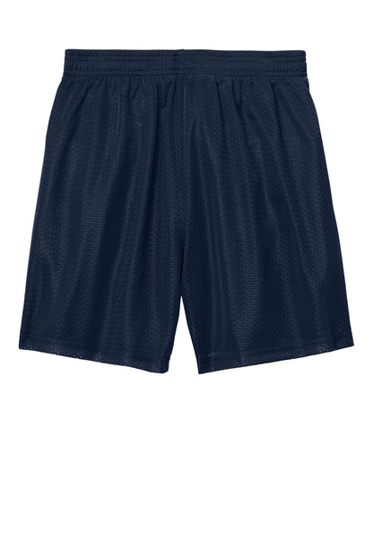Rear View of TrueNavy Sport-Tek Youth PosiCharge Mesh 5" Short YST5100