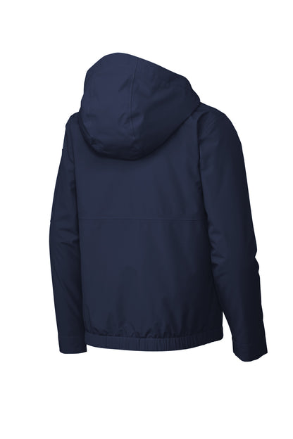 Rear View of TrueNavy Sport-Tek Youth Waterproof Insulated Jacket YST56