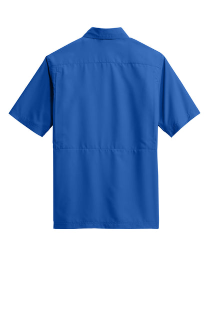 Rear View of TrueRoyal Port Authority Short Sleeve UV Daybreak Shirt W961