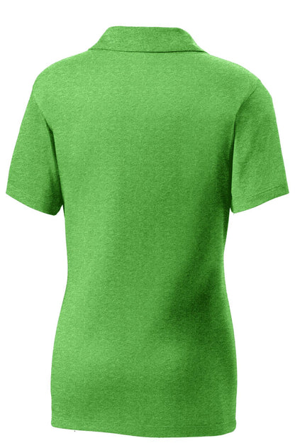 Rear View of Turf Grn Hthr Sport-Tek Women's Heather Contender Polo. LST660