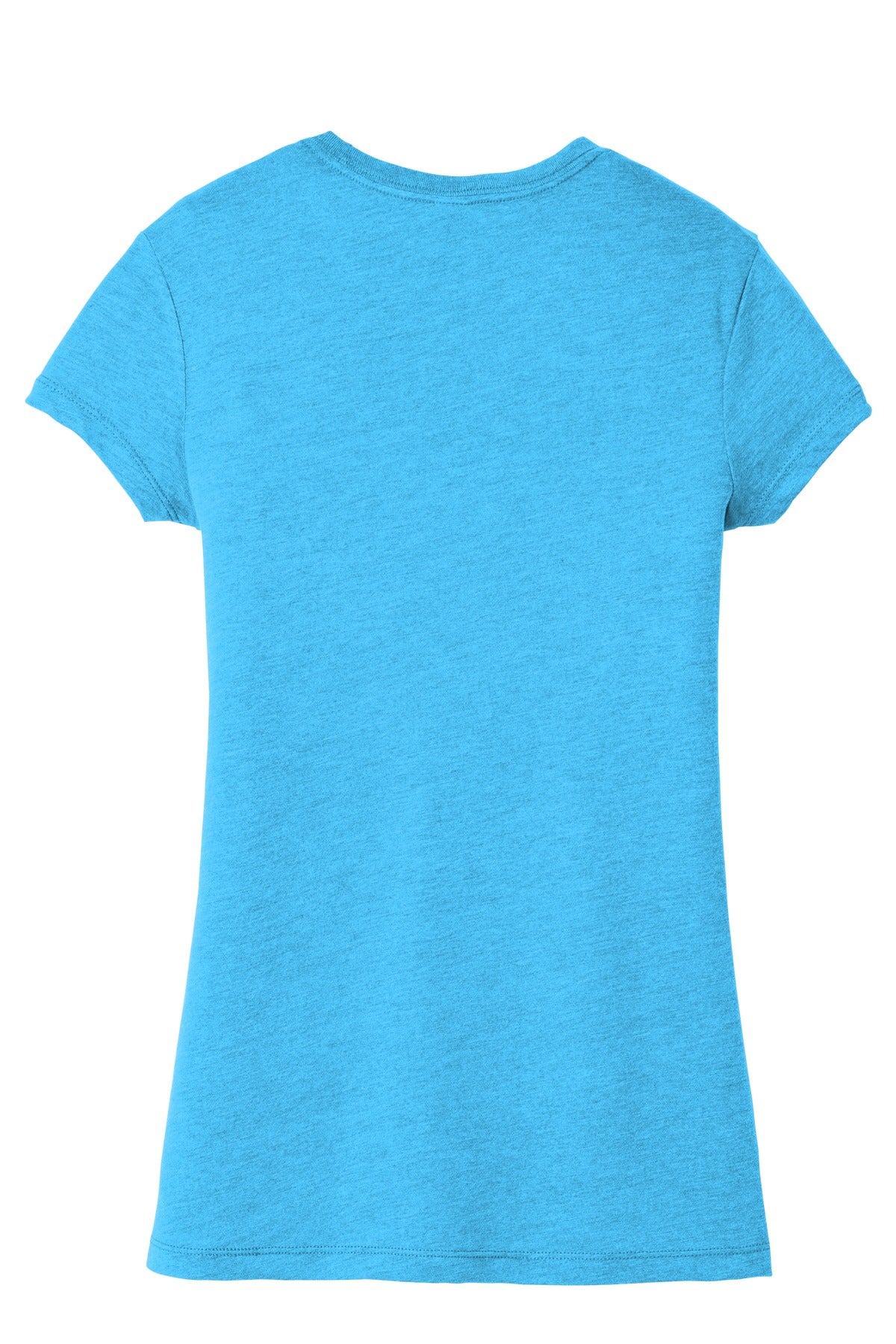 Rear View of Turquoise Frst District Women's Fitted Perfect Tri Tee. DT155