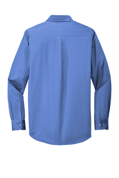 Rear View of Ultramarne Blu Port Authority Extended Size Long Sleeve Easy Care Shirt S608ES