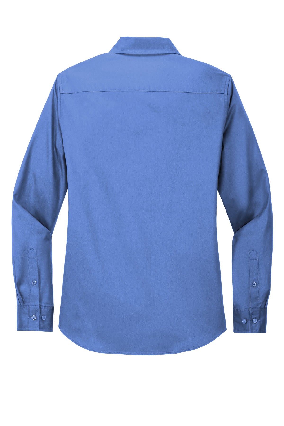 Rear View of Ultramarne Blu Port Authority Women's Long Sleeve Easy Care Shirt. L608