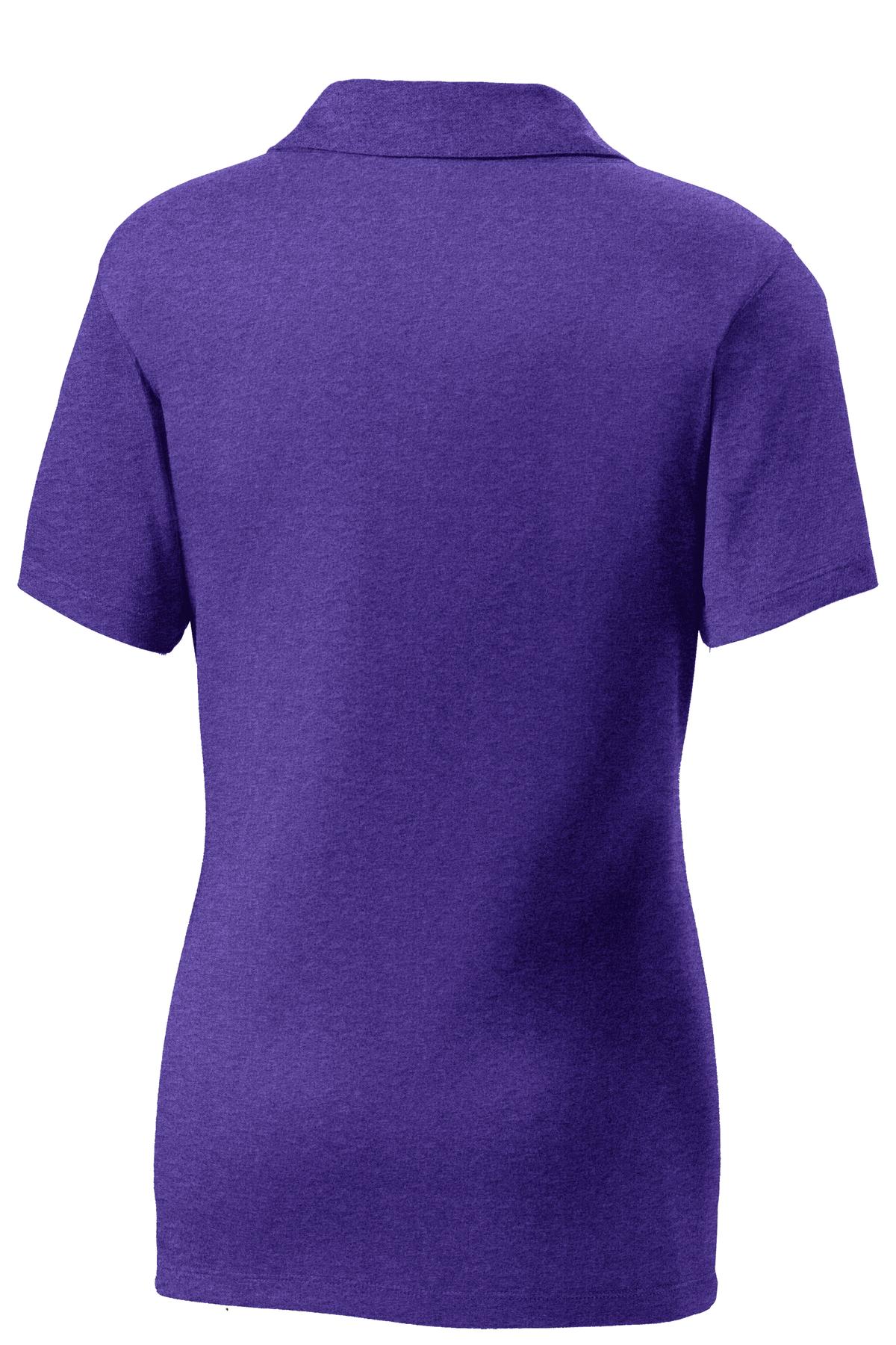 Rear View of Var Purple Htr Sport-Tek Women's Heather Contender Polo. LST660