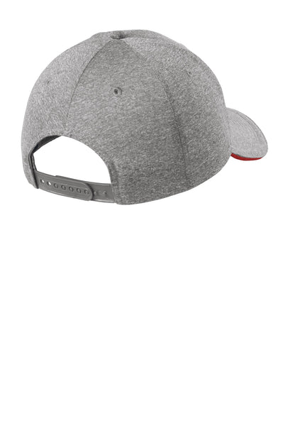 Rear View of VH/True Red Sport-Tek Contender Snapback Cap. STC44