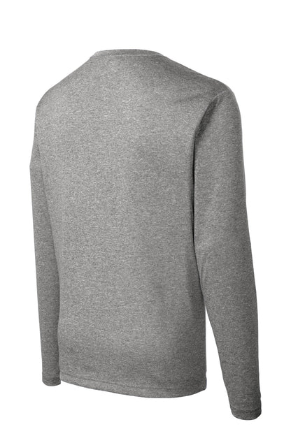 Rear View of Vintage Hthr Sport-Tek Long Sleeve Heather Contender Tee. ST360LS