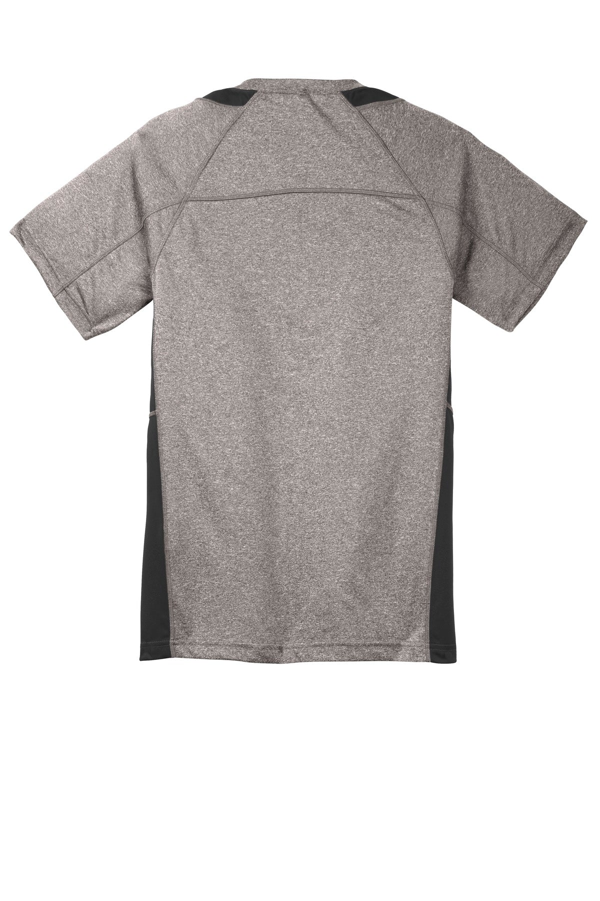 Rear View of Vnt He/Black Sport-Tek Youth Heather Colorblock Contender Tee. YST361