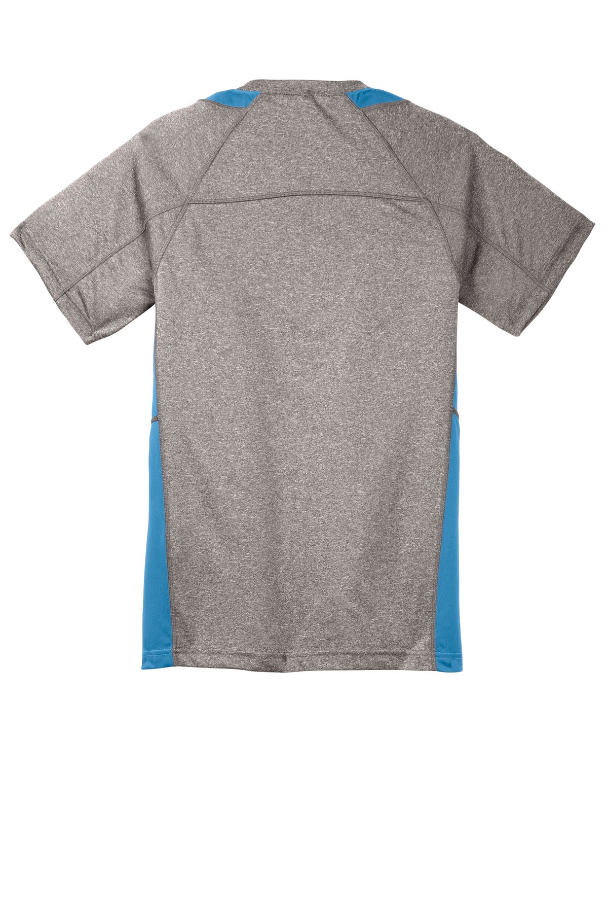 Rear View of Vnt He/Car Blu Sport-Tek Youth Heather Colorblock Contender Tee. YST361