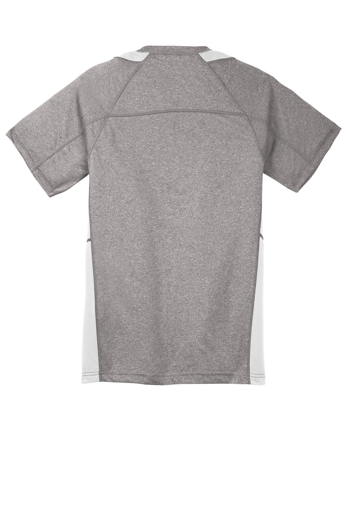 Rear View of Vnt He/White Sport-Tek Youth Heather Colorblock Contender Tee. YST361