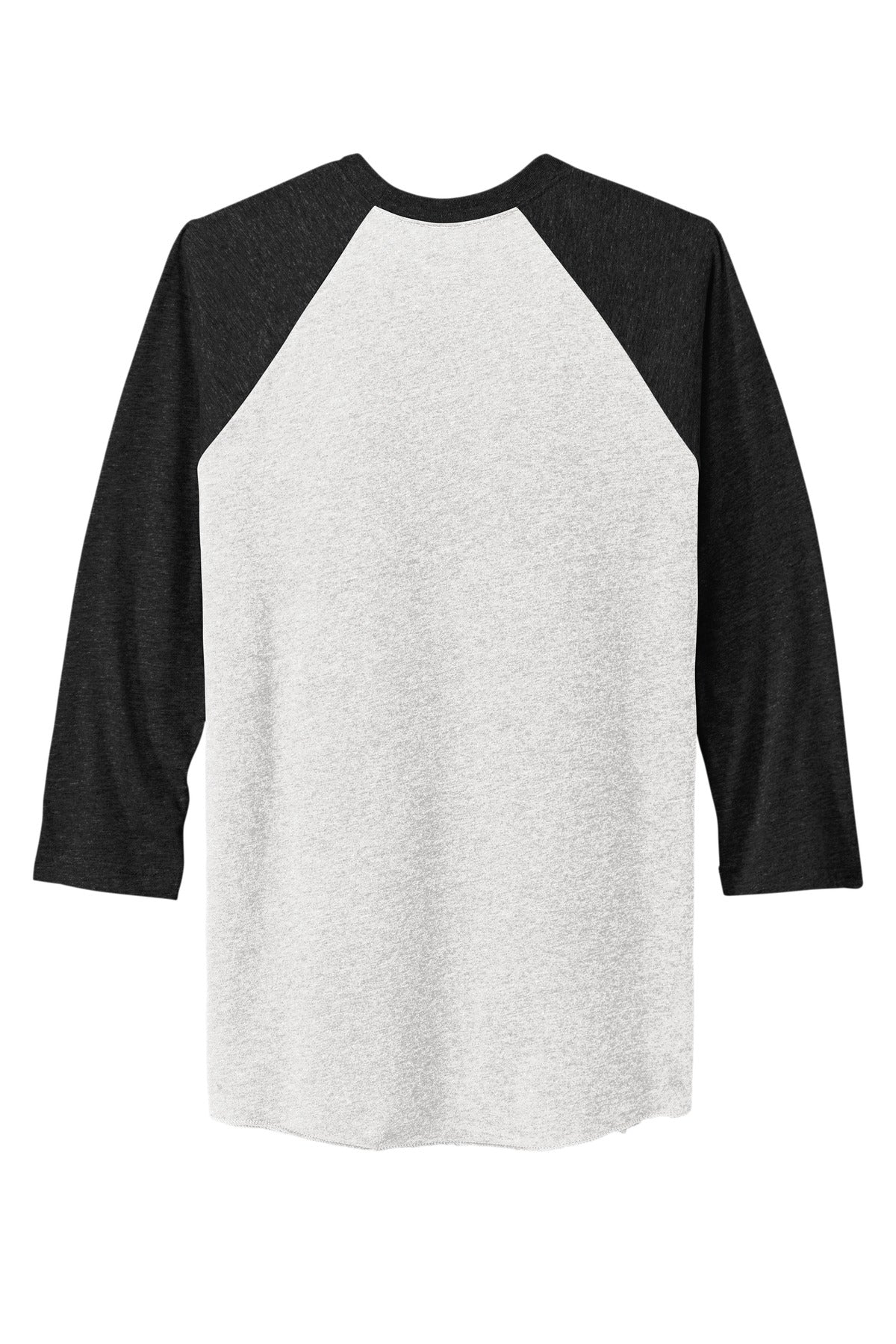 Rear View of VtgB/HtrWh Next Level Apparel Adult Tri-Blend 3/4-Sleeve Raglan Tee. NL6051