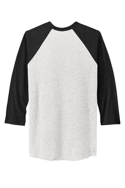 Rear View of VtgB/HtrWh Next Level Apparel Adult Tri-Blend 3/4-Sleeve Raglan Tee. NL6051