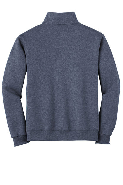 Rear View of VtgHtrNavy Jerzees - NuBlend 1/4-Zip Cadet Collar Sweatshirt. 995M