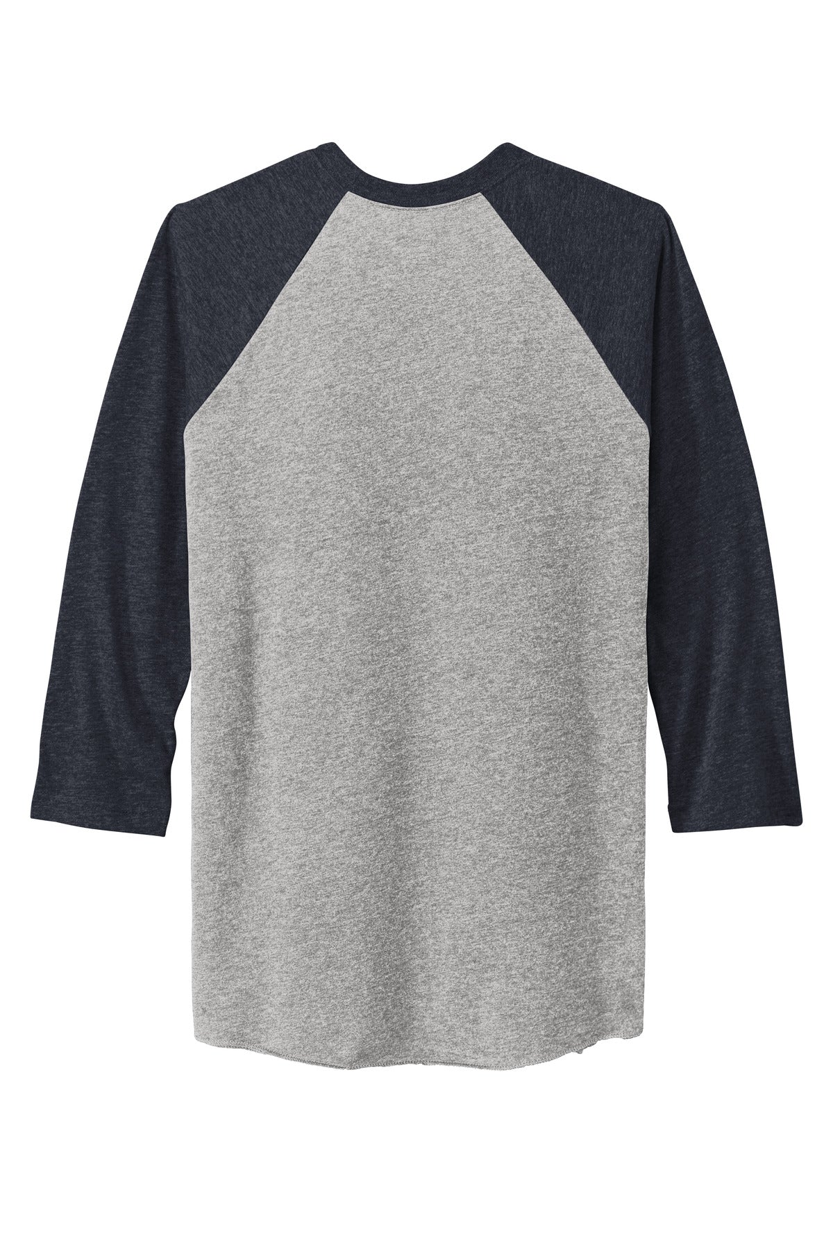 Rear View of VtgNv/PrmH Next Level Apparel Adult Tri-Blend 3/4-Sleeve Raglan Tee. NL6051