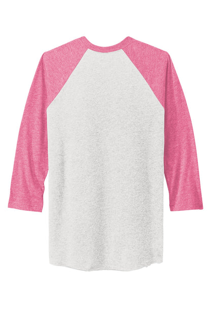 Rear View of VtgPk/HtWh Next Level Apparel Adult Tri-Blend 3/4-Sleeve Raglan Tee. NL6051