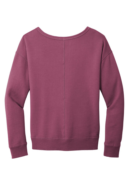 Rear View of VtgRaspbry Port & Company Women's Beach Wash Garment-Dyed V-Neck Sweatshirt LPC098V