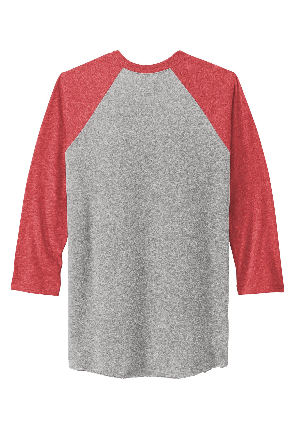 Rear View of VtgRd/PrmH Next Level Apparel Adult Tri-Blend 3/4-Sleeve Raglan Tee. NL6051