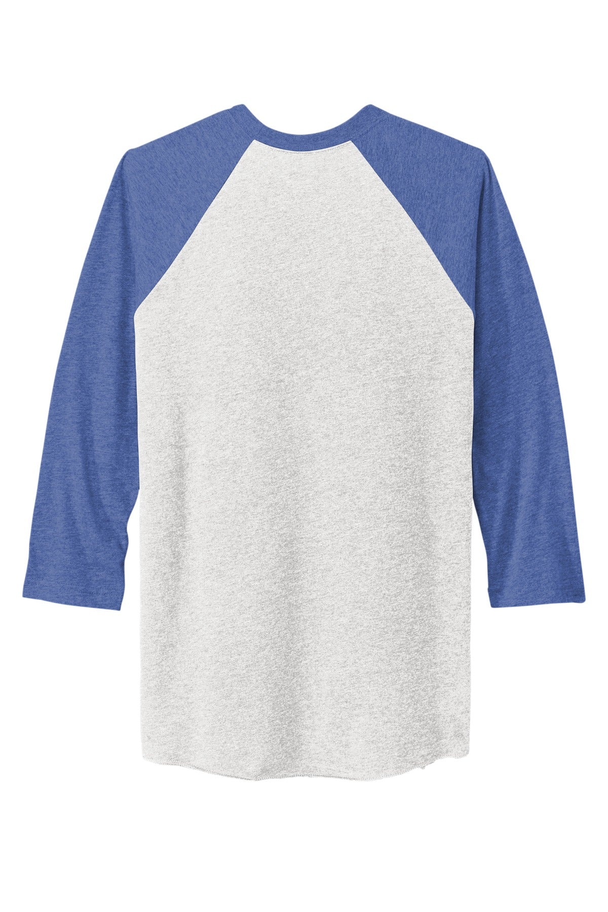 Rear View of VtgRy/HtWh Next Level Apparel Adult Tri-Blend 3/4-Sleeve Raglan Tee. NL6051