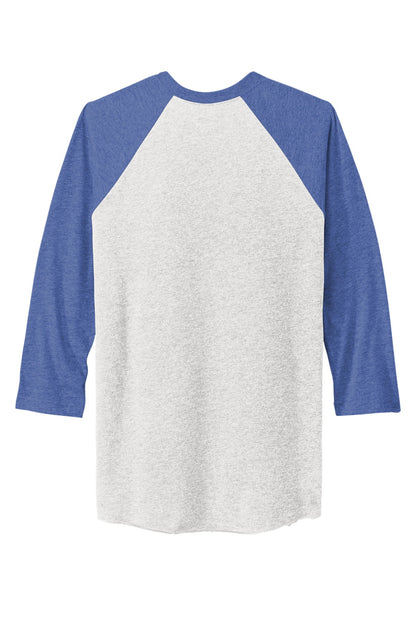 Rear View of VtgRy/HtWh Next Level Apparel Adult Tri-Blend 3/4-Sleeve Raglan Tee. NL6051