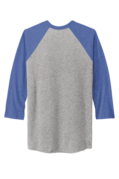 Rear View of VtgRy/PrmH Next Level Apparel Adult Tri-Blend 3/4-Sleeve Raglan Tee. NL6051
