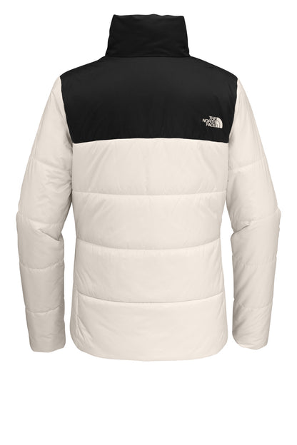 Rear View of VtgWhite The North Face Women's Chest Logo Everyday Insulated Jacket NF0A7V6K