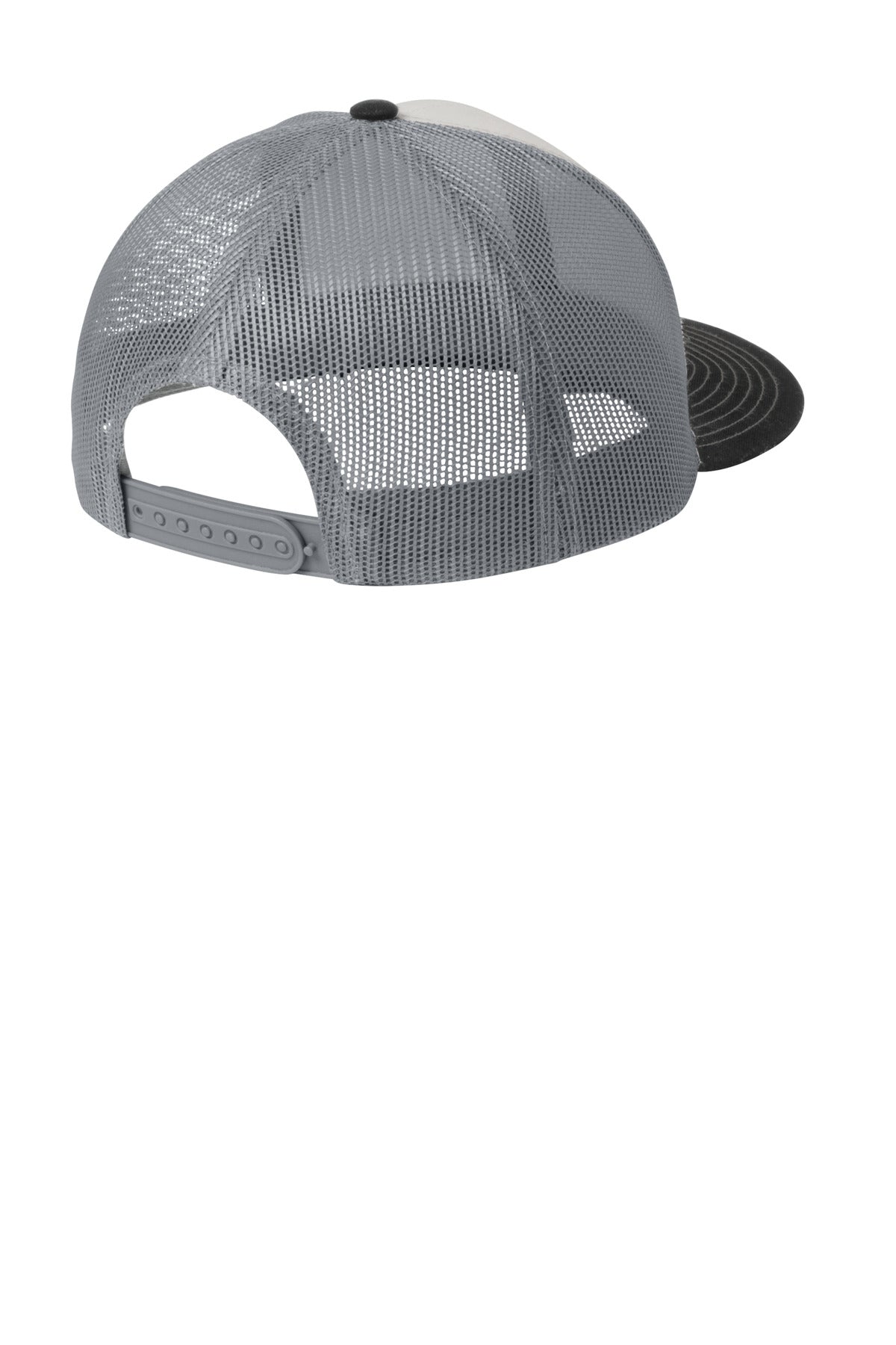 Rear View of Wh/Bk/GsGy Port Authority Snapback Trucker Cap. C112