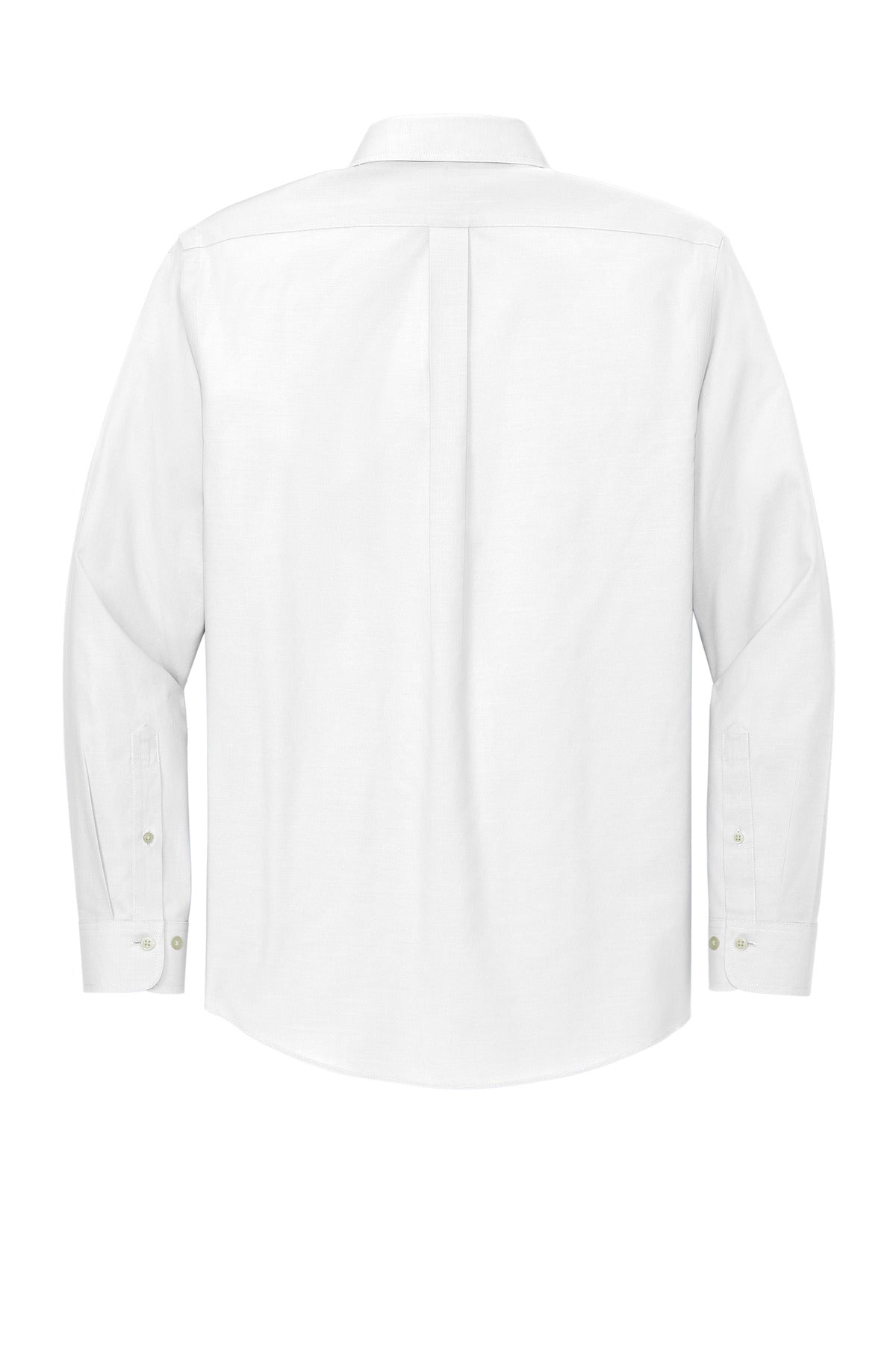 Rear View of White Brooks Brothers Wrinkle-Free Stretch Pinpoint Shirt BB18000