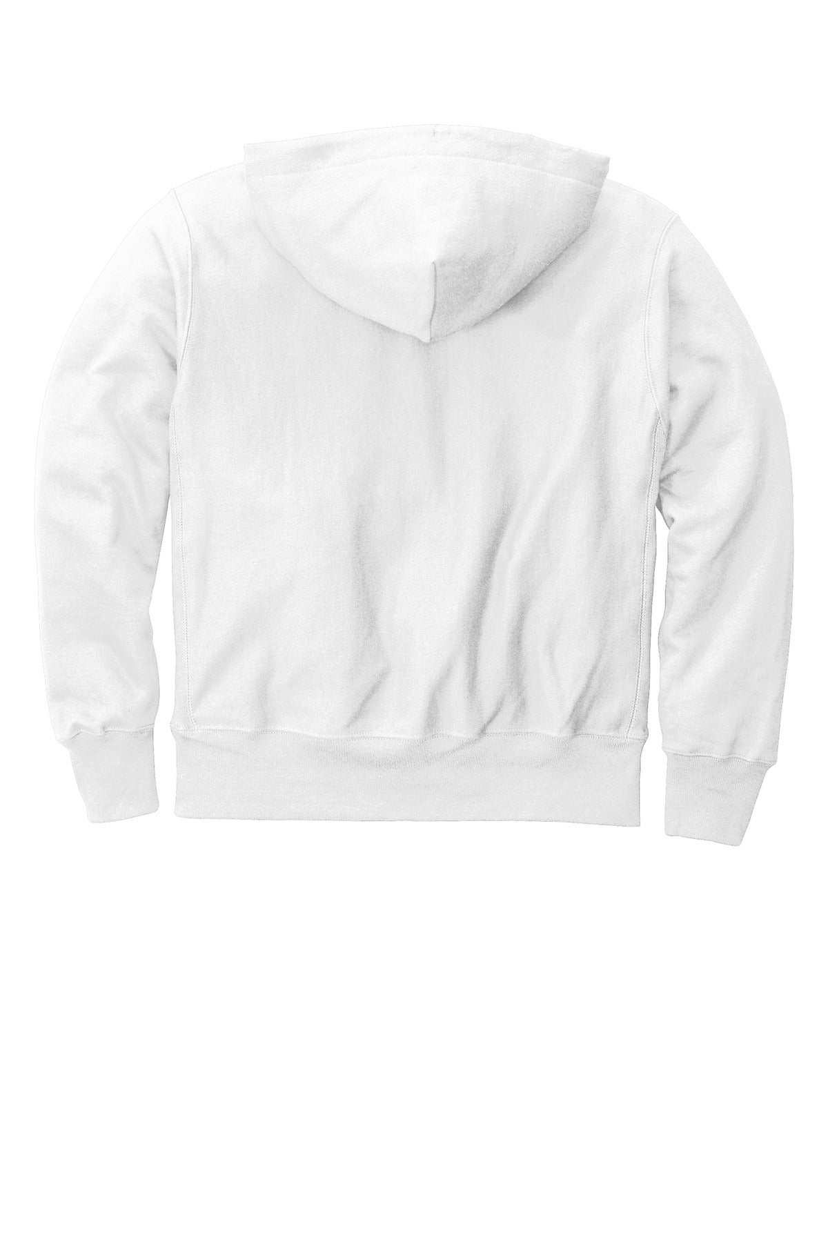 Rear View of White Champion Reverse Weave Hooded Sweatshirt S101