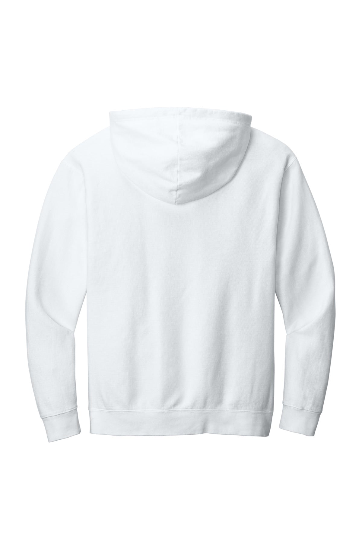 Rear View of White Comfort Colors Lightweight Hooded Sweatshirt 1467