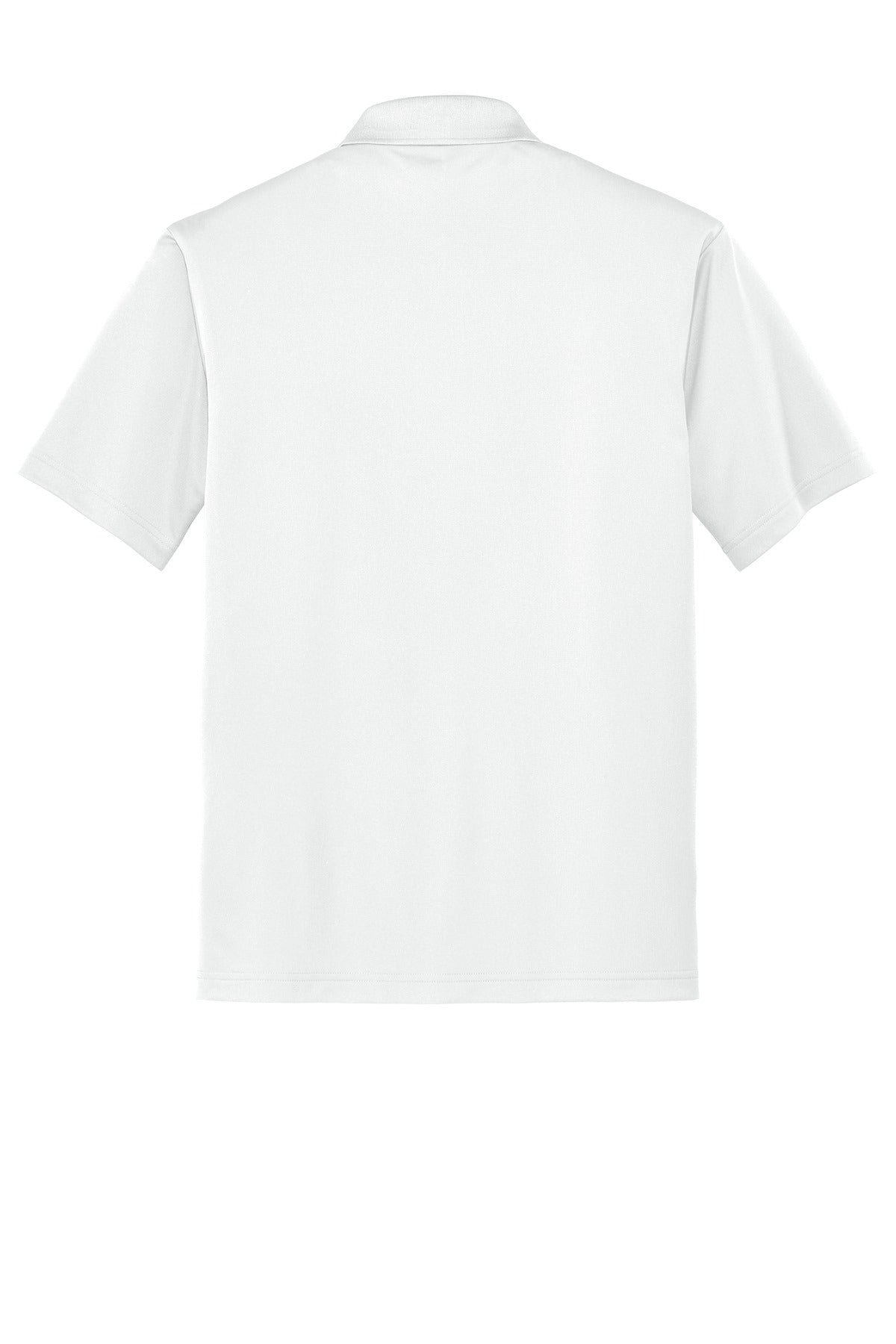 Rear View of White CornerStone Micropique Gripper Polo. CS421