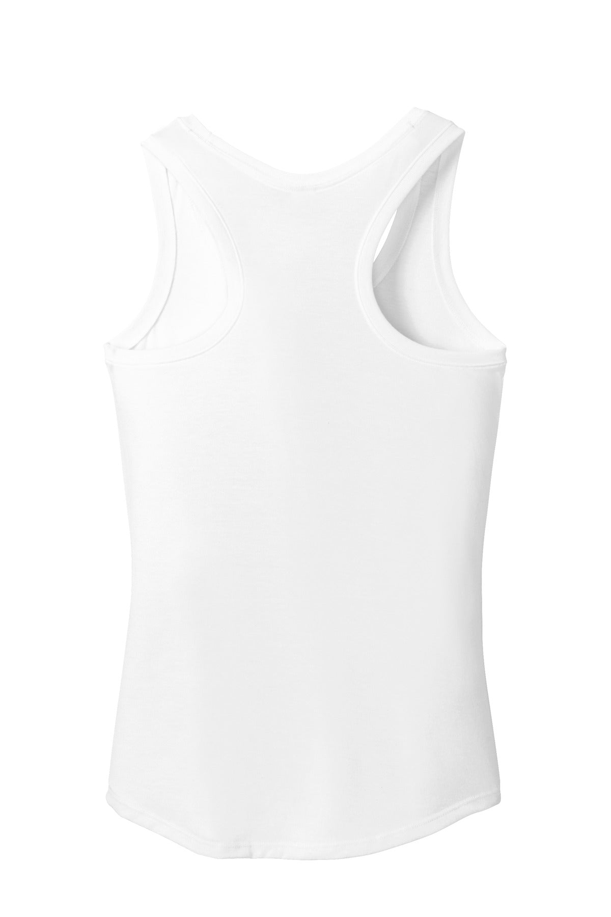 Rear View of White District Women's Perfect Tri Racerback Tank. DM138L