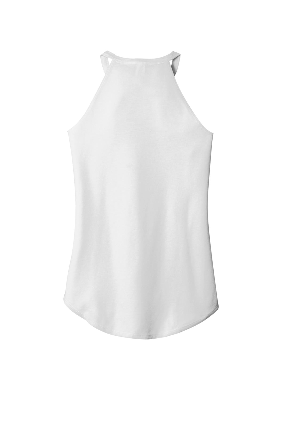 Rear View of White District Women's Perfect Tri Rocker Tank. DT137L