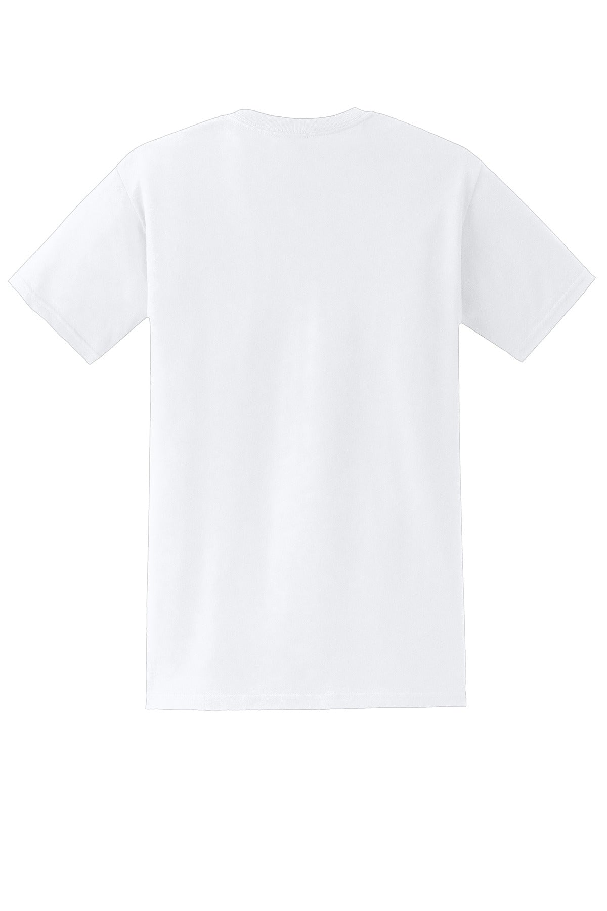 Rear View of White Gildan - DryBlend 50 Cotton/50 Poly Pocket T-Shirt. 8300