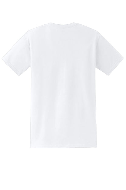 Rear View of White Gildan - DryBlend 50 Cotton/50 Poly Pocket T-Shirt. 8300