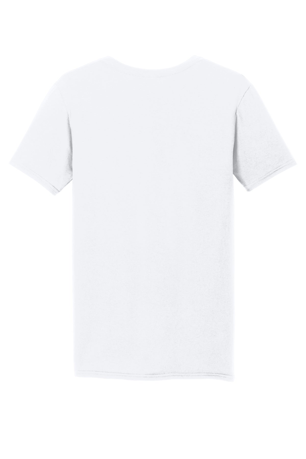 Rear View of White Gildan Softstyle V-Neck T-Shirt. 64V00