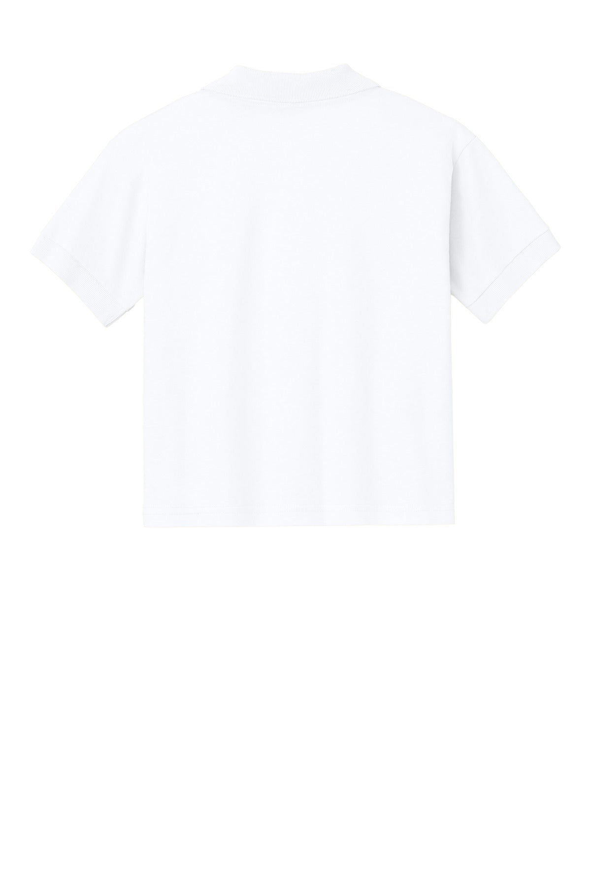 Rear View of White Gildan Youth DryBlend 6-Ounce Jersey Knit Sport Shirt. 8800B