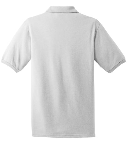 Rear View of White Jerzees Dri-Power Sport Shirt. 437M