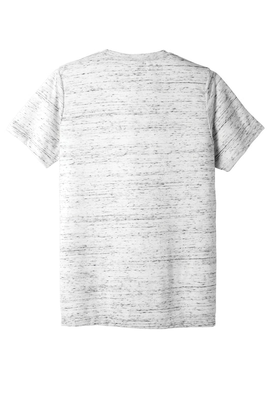 Rear View of White Marble BELLA+CANVAS Unisex Poly-Cotton Short Sleeve Tee. BC3650