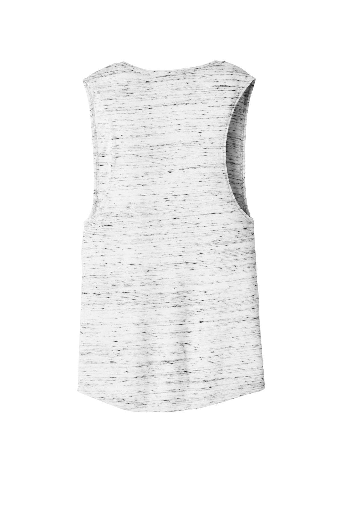Rear View of White Marble BELLA+CANVAS Women's Flowy Scoop Muscle Tank. BC8803