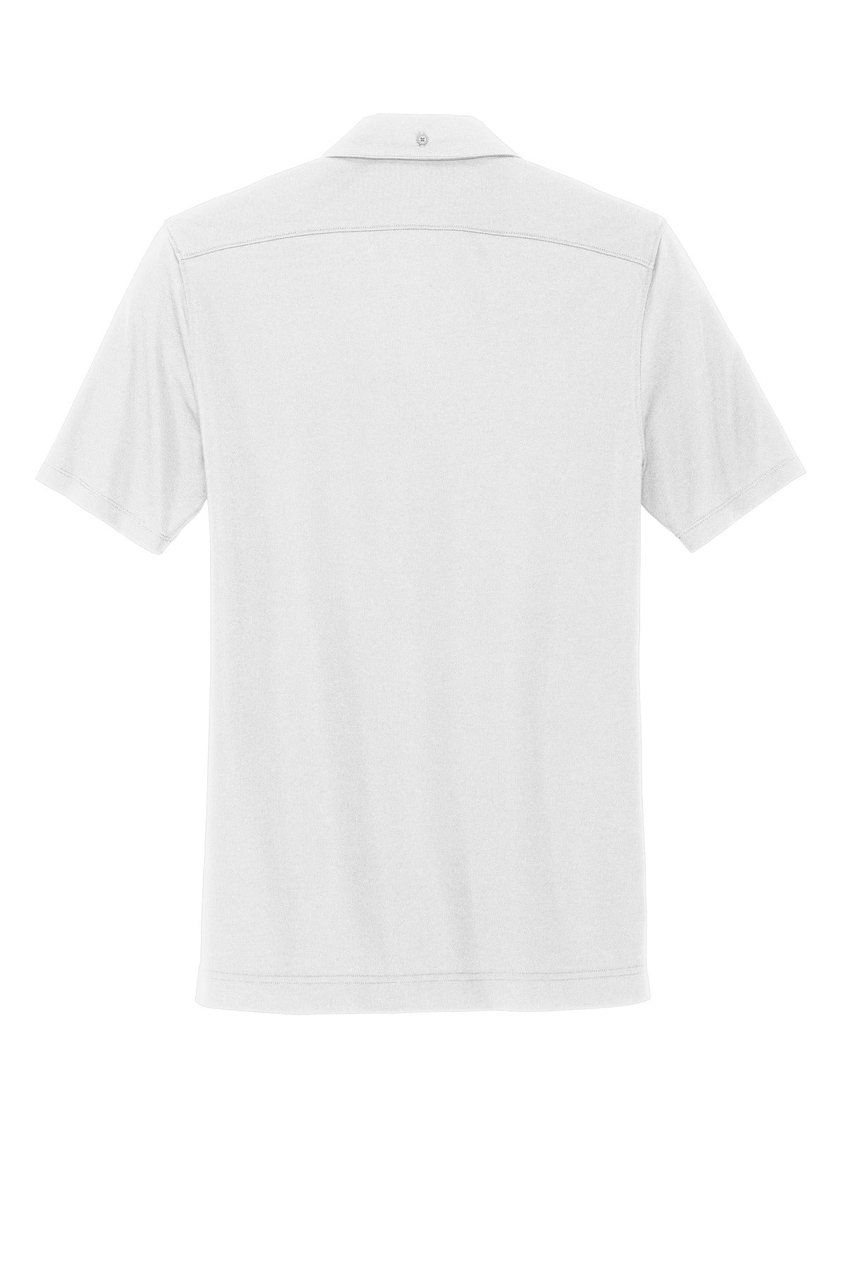 Rear View of White Mercer+Mettle Stretch Pique Full-Button Polo MM1006
