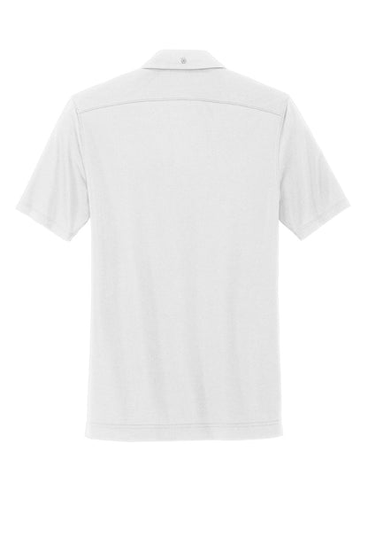 Rear View of White Mercer+Mettle Stretch Pique Full-Button Polo MM1006