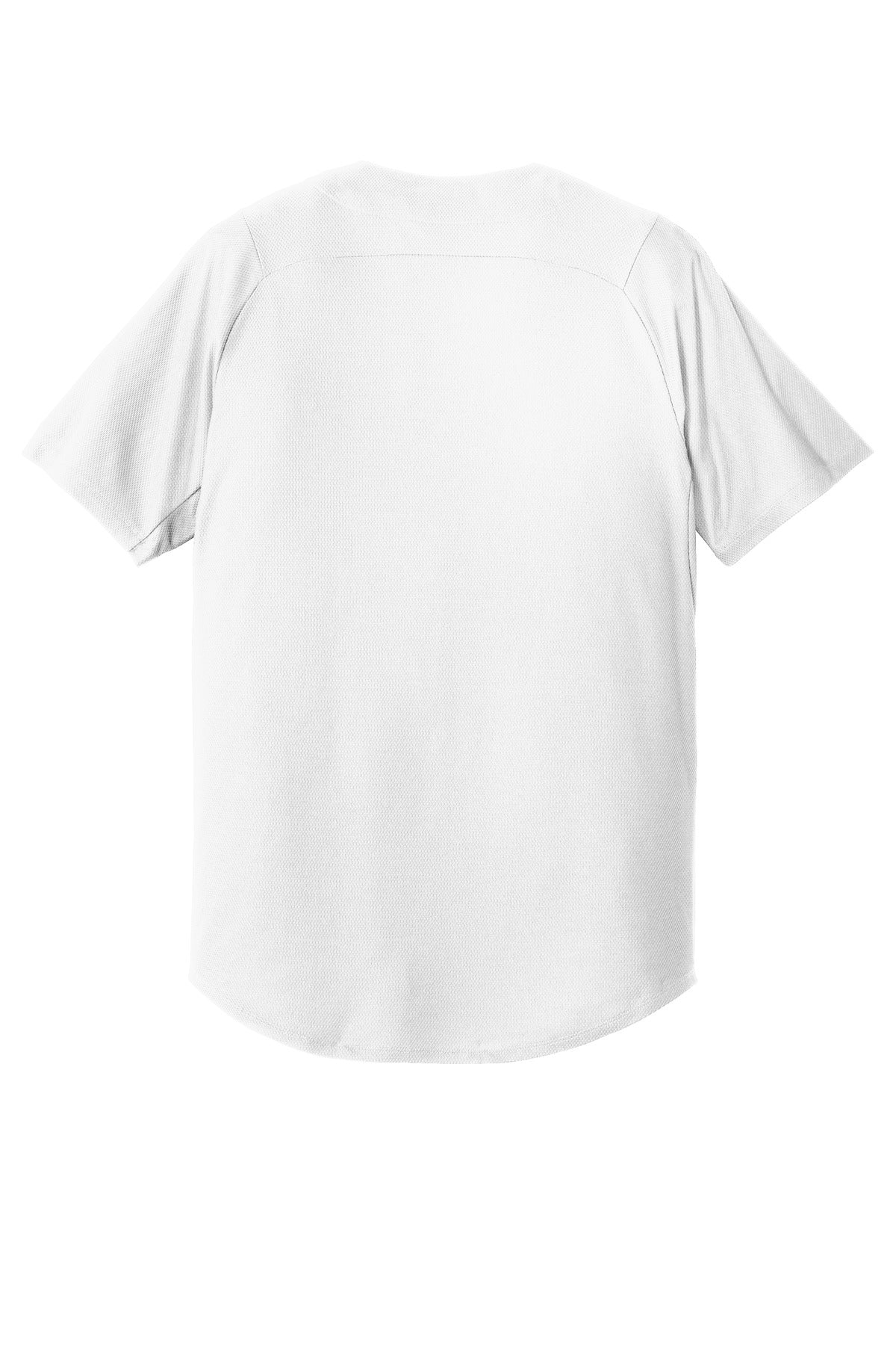 Rear View of White New Era Diamond Era Full-Button Jersey. NEA220