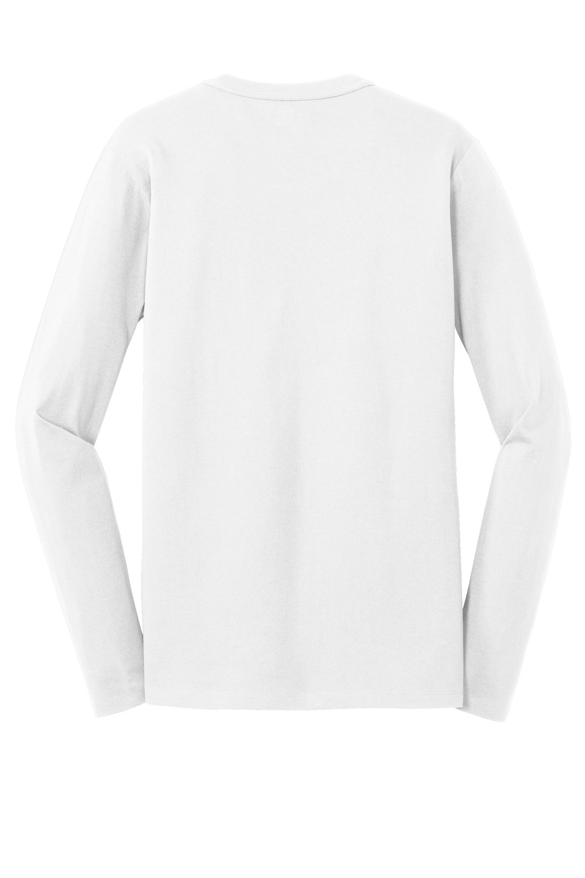 Rear View of White New Era Heritage Blend Long Sleeve Crew Tee. NEA102