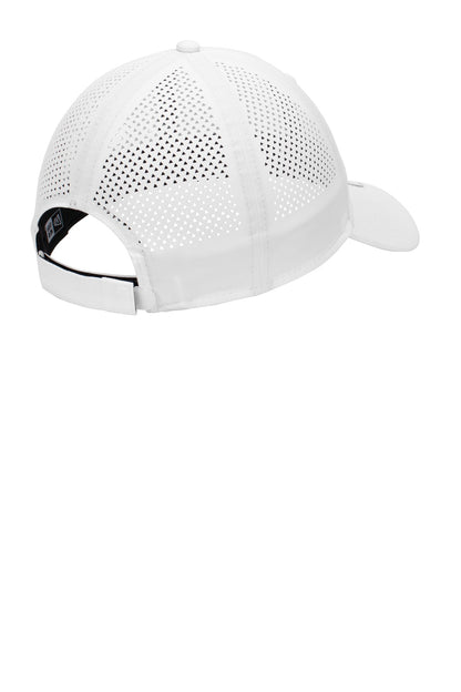 Rear View of White New Era Perforated Performance Cap. NE406